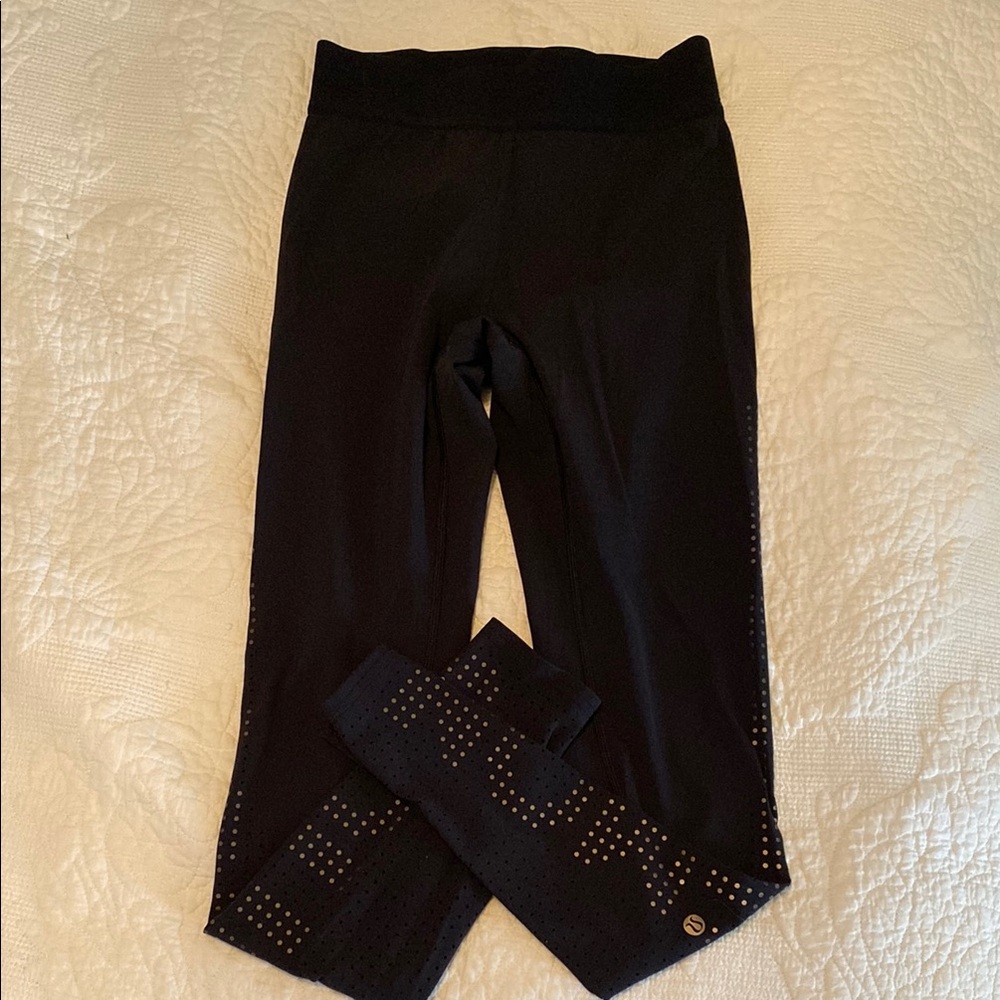 Lululemon Black Leggings with Silver Accents